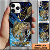 Maxcorners Fishing Blue Honeycomb Splash Art Personalized Name Phone Case (10 Fish Species)