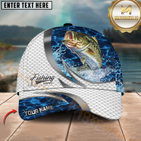 Maxcorners Fishing Water Splash Scale Pattern Personalized Classic Cap (12 Fish Species)