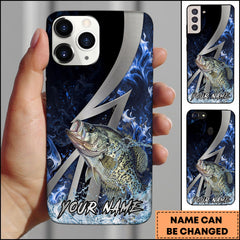 Maxcorners Crappie Fishing Blue Flame Lightning Strike Personalized Name Phone Case