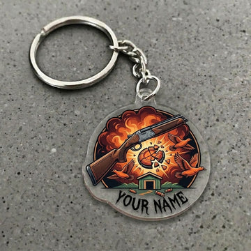 Maxcorners Personalized Shotgun Clay Target Explosion Pigeon Dove Hunting Acrylic Christmas Ornament And Keychain Custom Gift For Hunters 2D Flat
