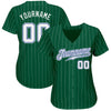 Maxcorners Custom Kelly Green White Pinstripe White-Royal Authentic Baseball Jersey LM2605