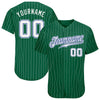 Maxcorners Custom Kelly Green White Pinstripe White-Royal Authentic Baseball Jersey LM2605
