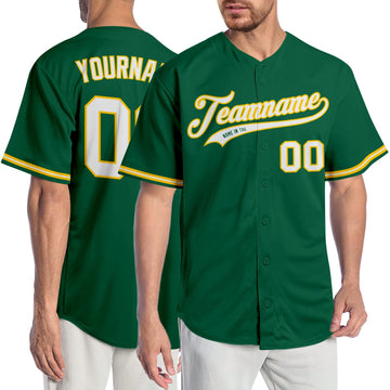 Maxcorners Custom Kelly Green White-Gold Authentic Baseball Jersey LM2605