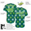 Maxcorners Custom Kelly Green Neon Green-White 3D Pattern Design Authentic St. Patrick's Day Baseball Jersey LM2605