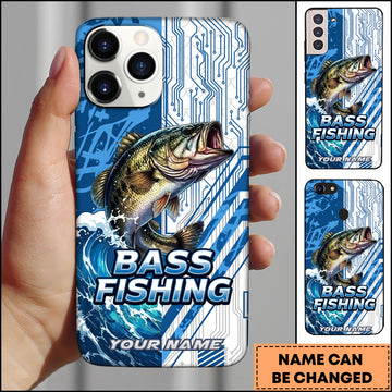 Maxcorners Fishing Phone Case Circuit Board Tech Blue Sport Design Personalized Name Phone Case (8 Fish Species)