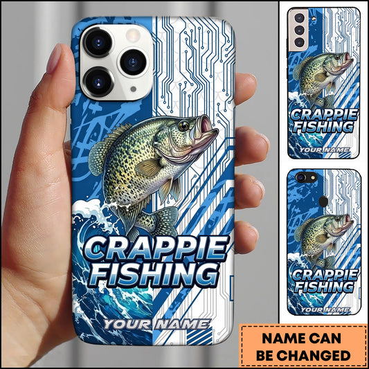 Maxcorners Fishing Phone Case Circuit Board Tech Blue Sport Design Personalized Name Phone Case (8 Fish Species)