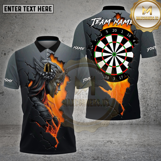 Maxcorners Dartboard Fire Valkyrie Cracked Lava Stone Multicolor Options Personalized Name, Team Name Unisex 3D Shirt