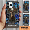 Maxcorners Hunting Phone Case Christian Cross Deer Faith Hunting Camo Design Personalized Name Phone Case | Blue
