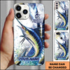 Maxcorners Fishing Phone Case Jumping Blue Fish Water Splash Sport Fishing Art Personalized Name 3D Phone Case (10 Fish Species)