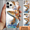 Maxcorners Fishing Phone Case Jumping Blue Fish Water Splash Sport Fishing Art Personalized Name 3D Phone Case (10 Fish Species)