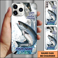 Maxcorners Salmon Fishing Phone Case Jumping Blue Fish Water Splash Sport Fishing Art Personalized Name 3D Phone Case