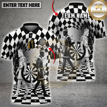 Maxcorners King Queen Darts Black White Chessboard Multi Options Personalized Name, Team Name 3D Shirt