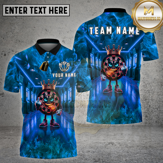 Maxcorners Darts King Neon Alley Crown Character Multi Options Personalized Name, Team Name 3D Shirt