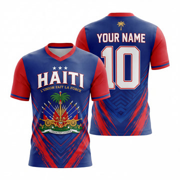 Maxcorners Custom Haiti Soccer Fan 3D Jersey T Shirt Personalized Football Supporter Apparel For Men Women