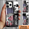 Maxcorners Fishing Patriotic USA Flag Mountain Angler Silhouette Personalized Name Phone Case (10 Fish Species)