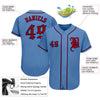 Maxcorners Custom Light Blue Red-Navy Authentic Baseball Jersey LM2605