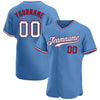 Maxcorners Custom Light Blue White-Red Authentic Baseball Jersey LM2605