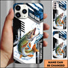 Maxcorners Fishing Phone Case Splash Water Honeycomb Black White Sport Design Personalized Name Phone Case (8 Fish Species)