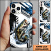 Maxcorners Fishing Phone Case Splash Water Honeycomb Black White Sport Design Personalized Name Phone Case (8 Fish Species)