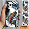 Maxcorners Fishing Phone Case Splash Water Honeycomb Black White Sport Design Personalized Name Phone Case (8 Fish Species)