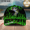 Maxcorners Fishing Green Flame Pattern Personalized 3D Cap (11 Breeds)