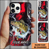 Maxcorners Fishing Red Black Abstract Lightning Splash Personalized Name Phone Case (10 Fish Species)