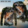 Maxcorners Fishing Lightning Hexagon Personalized Name, Team Name Long Sleeve Shirt (9 Fish Species)