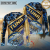 Maxcorners  Fishing Gold Stripe Personalized Name, Team Name Long Sleeve Shirt (9 Fish Species)