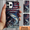 Maxcorners Fishing USA Flag Splash Patriotic Art Personalized Name Phone Case (10 Fish Species)