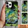 Maxcorners Fishing Neon Green Honeycomb Water Splash Personalized Name Phone Case (10 Fish Species)