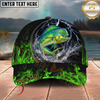 Maxcorners Neon Green Flame Thunder Fishing Cap Personalized Name 3D Cap