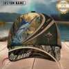 Maxcorners Fishing Rustic Camo Sunset American Flag Customized Name 3D Cap