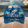 Maxcorners Fishing Ocean Sunset Scene Customized Name 3D Cap