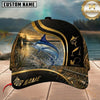 Maxcorners Fishing Black Gold Sunset Lake Customized Name 3D Cap