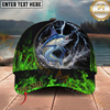 Maxcorners Neon Green Flame Thunder Fishing Cap Personalized Name 3D Cap