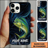Maxcorners Deep Blue Swirl Compass Art Custom Name Fishing Phone Case