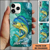 Maxcorners Fishing Teal Aqua Marble Wave Customized Name 3D Cap