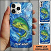 Maxcorners Fishing Blue Liquid Wave Customized Name 3D Phone Case