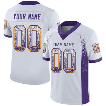 Maxcorners Custom White Purple-Gold Drift Fashion Football Jersey LM2605