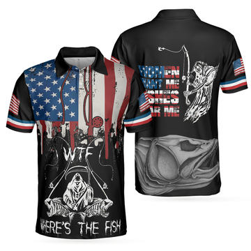 Maxcorners Woman Want Me Fishes Fear Me Fishing Men 3D Polo