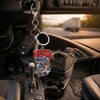 Maxcorners Pike Fishing Keychain Hooked On Freedom American Flag Fish Design Personalized Name 2D Keychain
