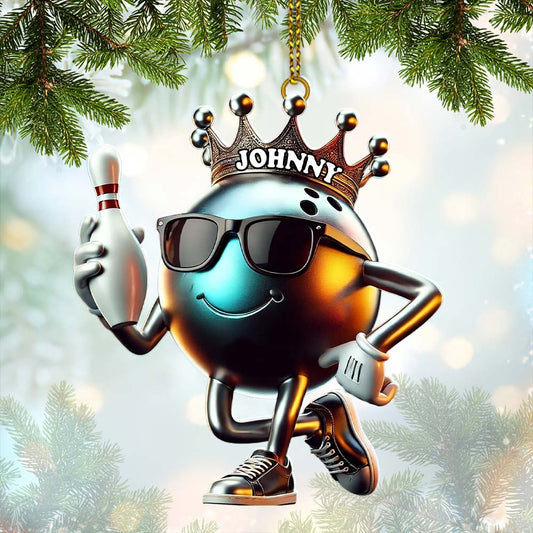 Maxcorners Custom Name Bowling Christmas Ornament, Bowling Lover Christmas Gift4 2D Flat LM2111