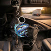 Maxcorners Tuna Fishing Colorful Neon Water Splash Art Personalized Name Keychain
