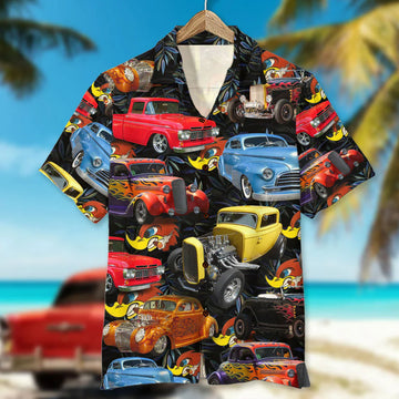 Maxcorners Personalized Hot Rod Car Hawaiian Shirt, Gift For Hot Rod Lovers, Custom Photo Car Aloha Shirts (Up to 5 photos)