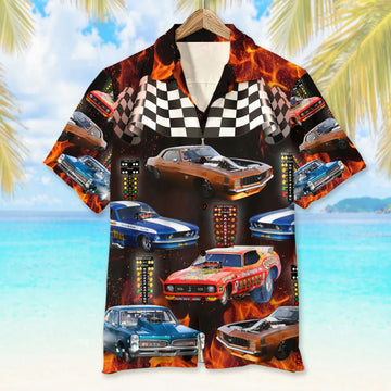 Maxcorners Personalized Racing Car Hawaiian Shirt, Weekend Forecast Drag Racing With A Chance Of Drinking Custom Photo Car Aloha Shirts (Up to 5 photos)