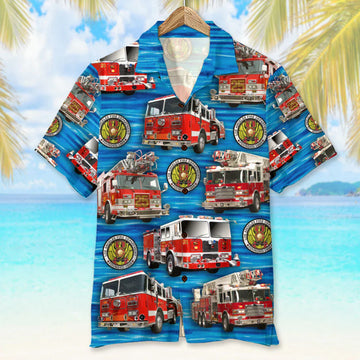 Maxcorners Personalized Fire Engine Car Hawaiian Shirt, Gift For Firefighter, Custom Photo Car Aloha Shirts