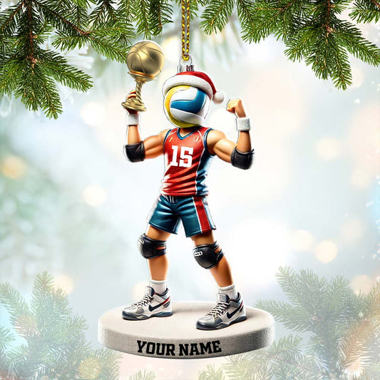 Maxcorners Custom Name and Number Volleyball Ornament, Volleyball Lover Christmas Gift 2D Flat LM2111