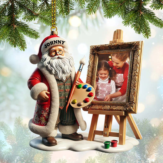 Maxcorners Custom Name and Photo Santa Ornament, Christmas Gift for Family 2D Flat LM2111