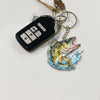 Maxcorners Walleye Fishing Keychain Fish Water Splash Art Personalized Name 2D Keychain