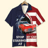 Maxcorners Personalized Car Hawaiian Shirt, "Stop Staring At My Car" Custom Photo Car Aloha Shirts